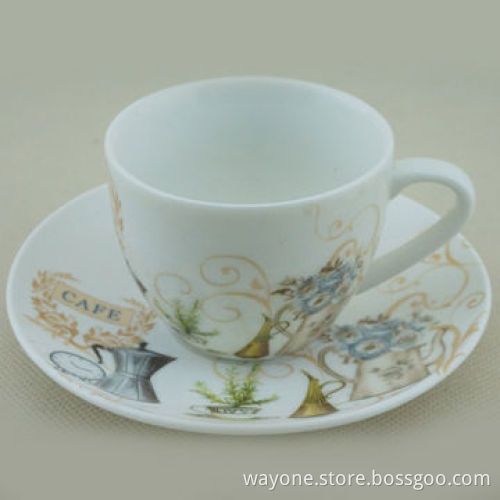 90cc Coffee Cup and Saucer Set in Printed Gift Box, with Pure Pink Motif, Ideal for Women